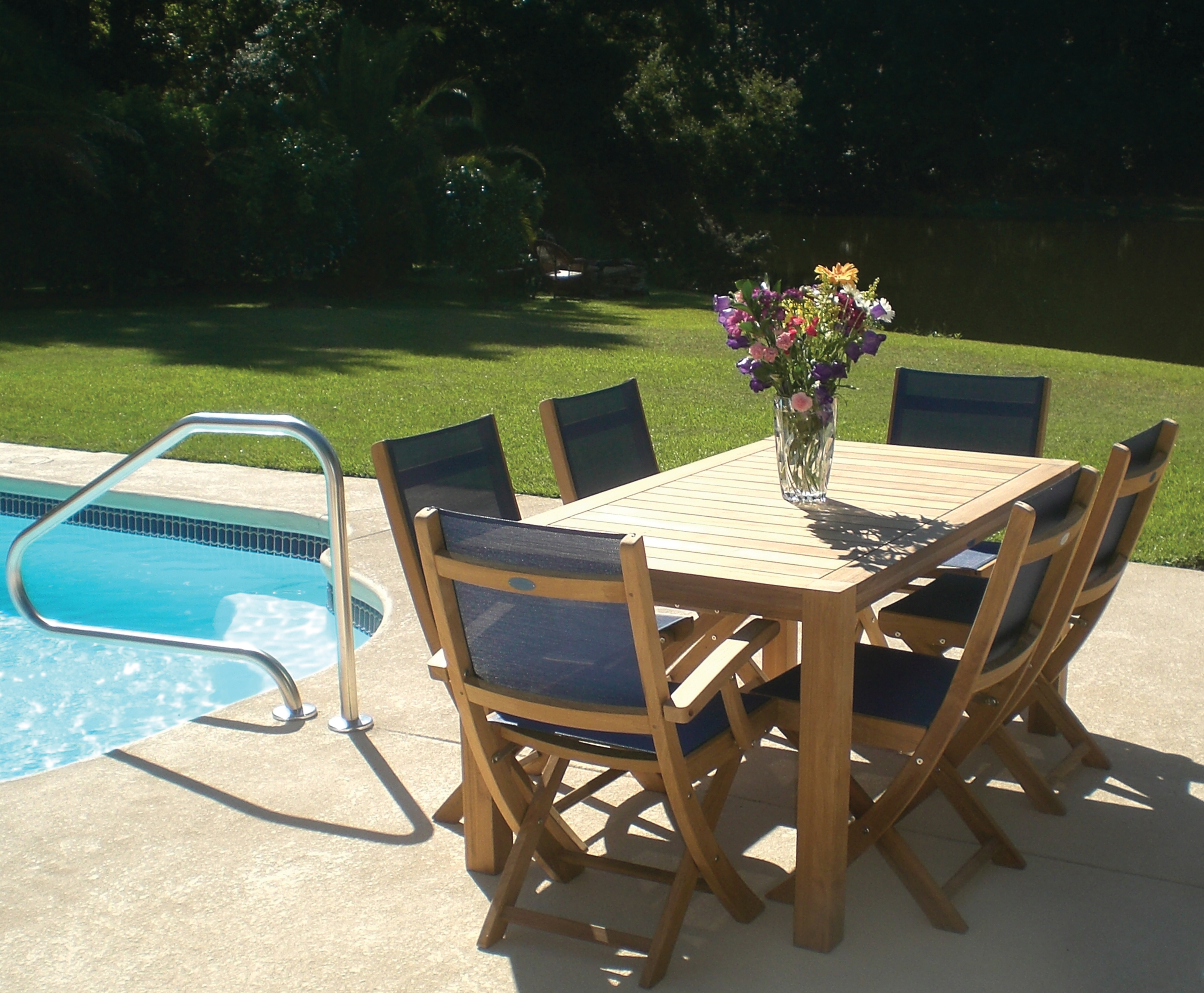 Sling Folding Dining Armchair - Navy