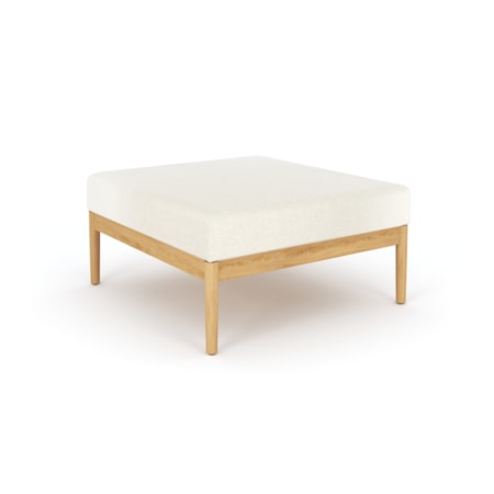 Cushioned Teak Ottoman