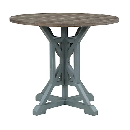 Coastal Dining Table with Plank Style Top and Trestle Base