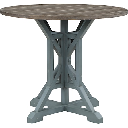 Farmhouse Counter-Height Dining Table with Pedestal Base