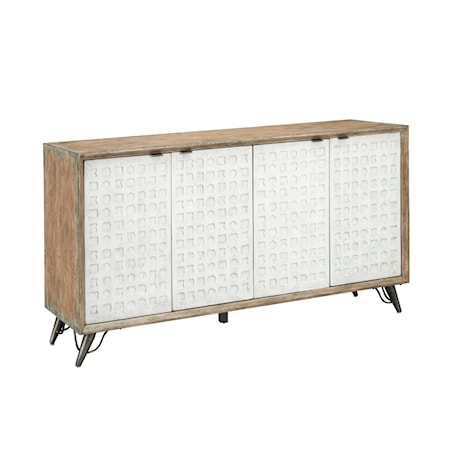 Four Door Credenza with Textured Panels