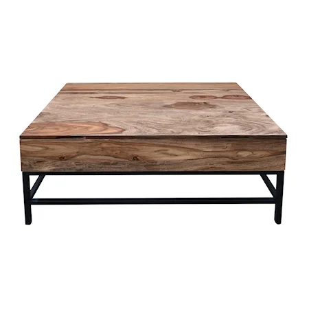 Rustic Coffee Table with Lift Top and Metal Legs