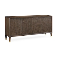 Mid-Century Modern 4-Door Sideboard with Waffle Textured Door Fronts