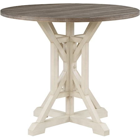 Coastal Dining Table with Plank Style Top and Trestle Base