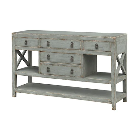 5-Drawer Sideboard with Shelves
