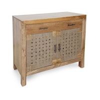 Griffith Boho Style 2 Door and 1 Drawer Cabinet with Woven Jute Doors - Natural Finish