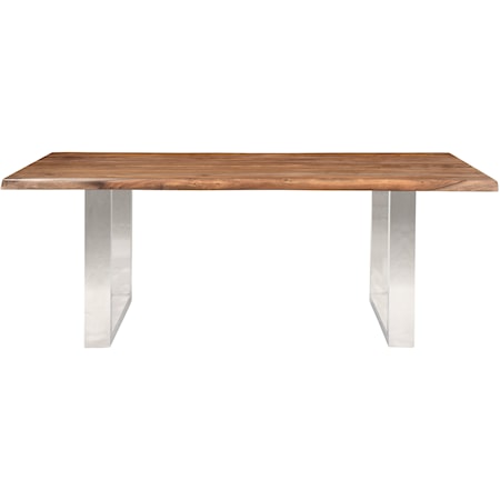 Contemporary Dining Table with Live Edge and Chrome Legs
