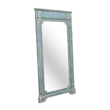 Textured Blue Floor Mirror