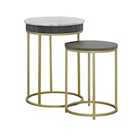 Contemporary Nesting End Table with Marble Top