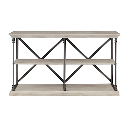 Contemporary Light Natural Wood Tone Console with 3-Shelves