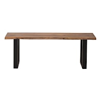 Industrial Solid Sheesham Wood Counter Height Dining Bench with Live Edge and Iron Legs