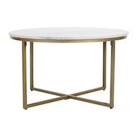 Glam Marble Round Coffee Table with Gold Base