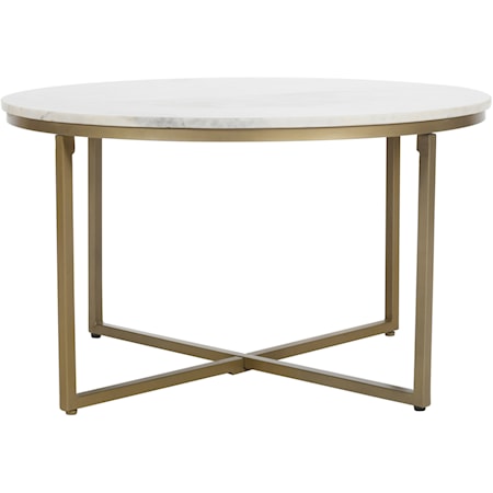 Glam Marble Round Coffee Table with Gold Base