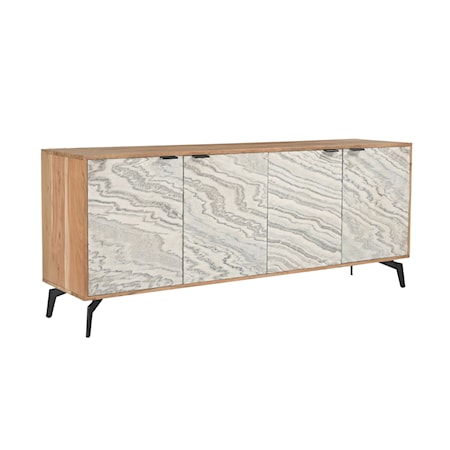 Four Door Credenza with Stone Veneer