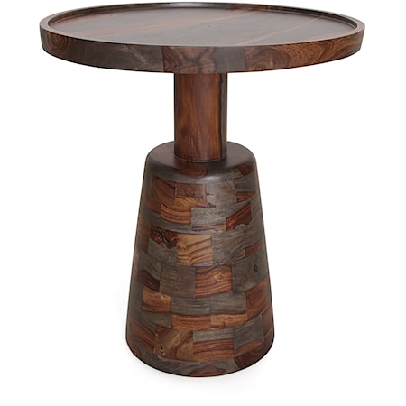 Transitional Side Table with Tray Style Top and Cork Shaped Base
