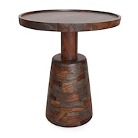 Transitional Side Table with Tray Style Top and Cork Shaped Base