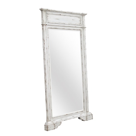 Textured White Floor Mirror