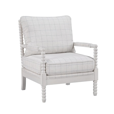 Soft Plaid Accent Chair with Beaded Frame