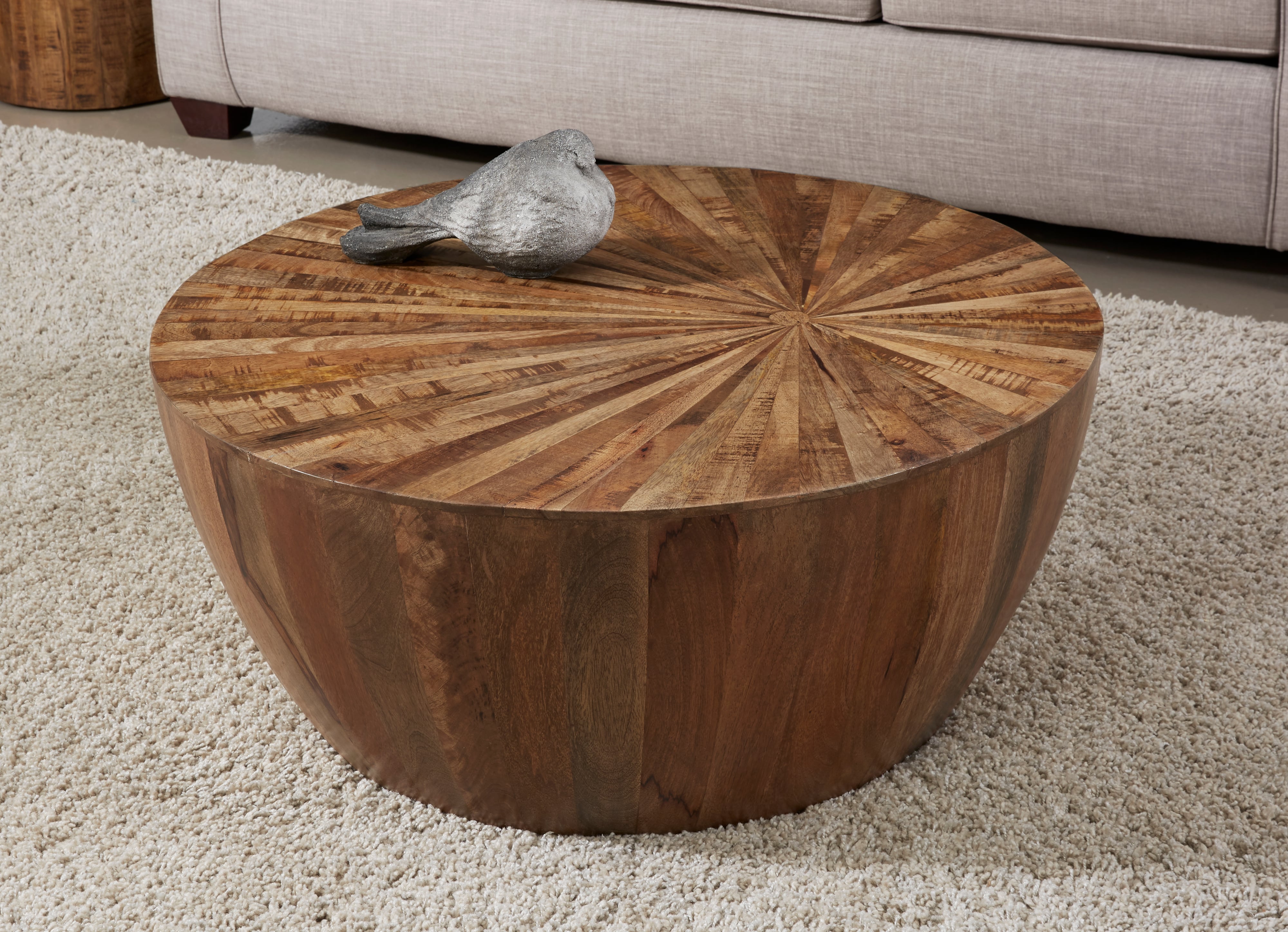 Wood drum deals coffee table