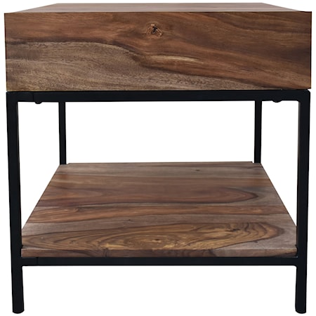 Rustic Side Table with Drawer and Shelf
