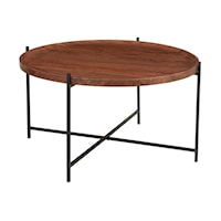 Contemporary Tray Top Coffee Table with Black Metal Legs