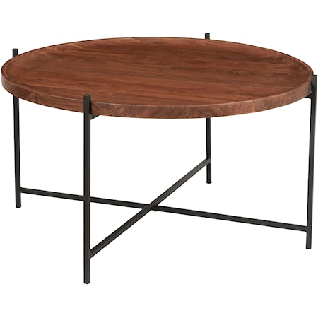 Contemporary Tray Top Coffee Table with Black Metal Legs