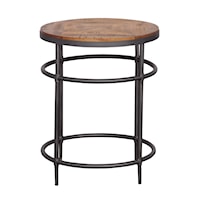 Industrial End Table with Mango Wood Top