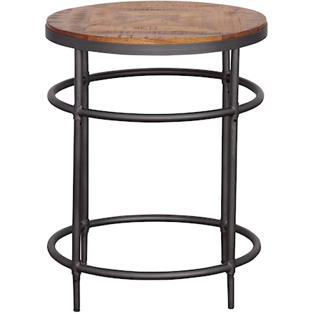 Industrial End Table with Mango Wood Top