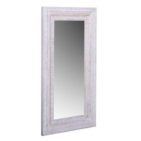 Aged White Floor Mirror