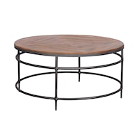 Industrial Cocktail Table with Steel Base