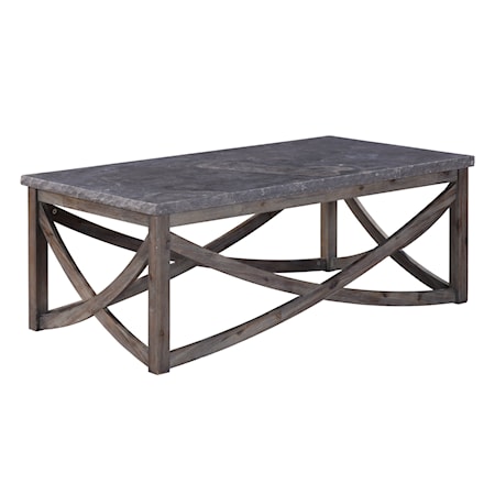 Rectangular Cocktail Table with Stone Top