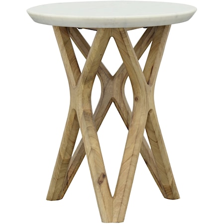 Contemporary End Table with Marble Top