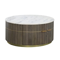 Contemporary 4-Door Cocktail Table with Marble Top