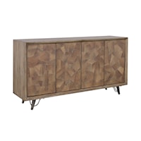 Contemporary Four Door Credenza with Metal Legs