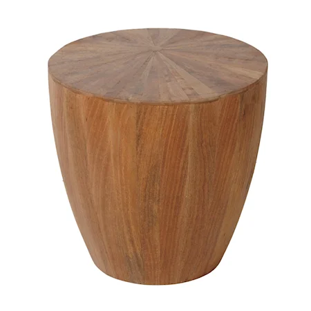 Solid Wood Side Table with Offset Sunburst Patterned Top