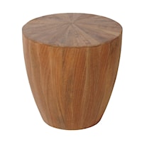 Transitional Solid Wood Side Table with Offset Sunburst Patterned Top