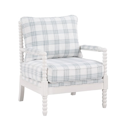 Plaid Accent Chair with Beaded Frame