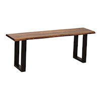 Solid Sheesham Wood Counter Height Dining Bench with Live Edge and Iron Legs