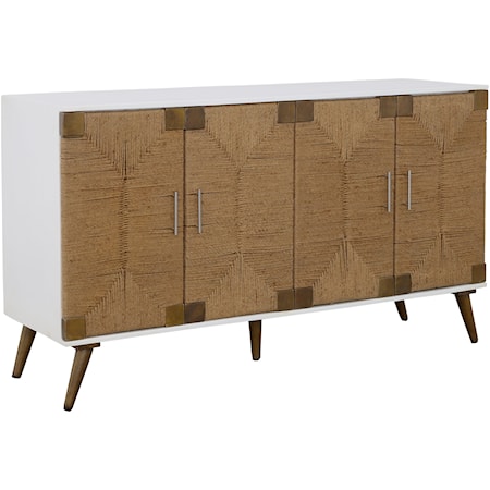 Coastal Credenza Four Jute Doors