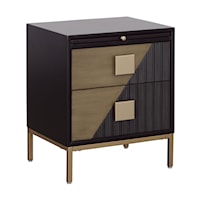 Contemporary Two Drawer Chairside with Pullout Shelf
