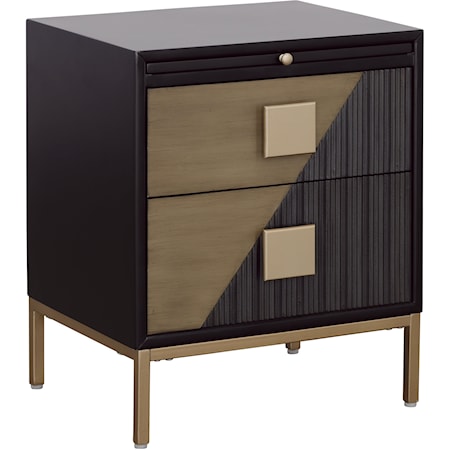 Contemporary Two Drawer Chairside with Pullout Shelf