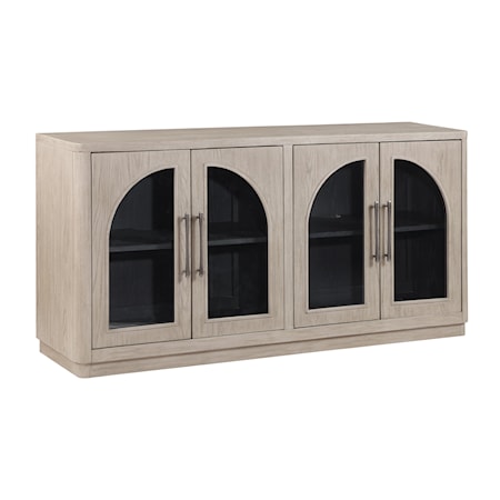 Four Door Credenza with Glass Inlays