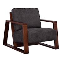 Contemporary Deep Seat Accent Chair with Exposed Wood Arms
