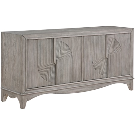 Transitional Grey Four Door Credenza