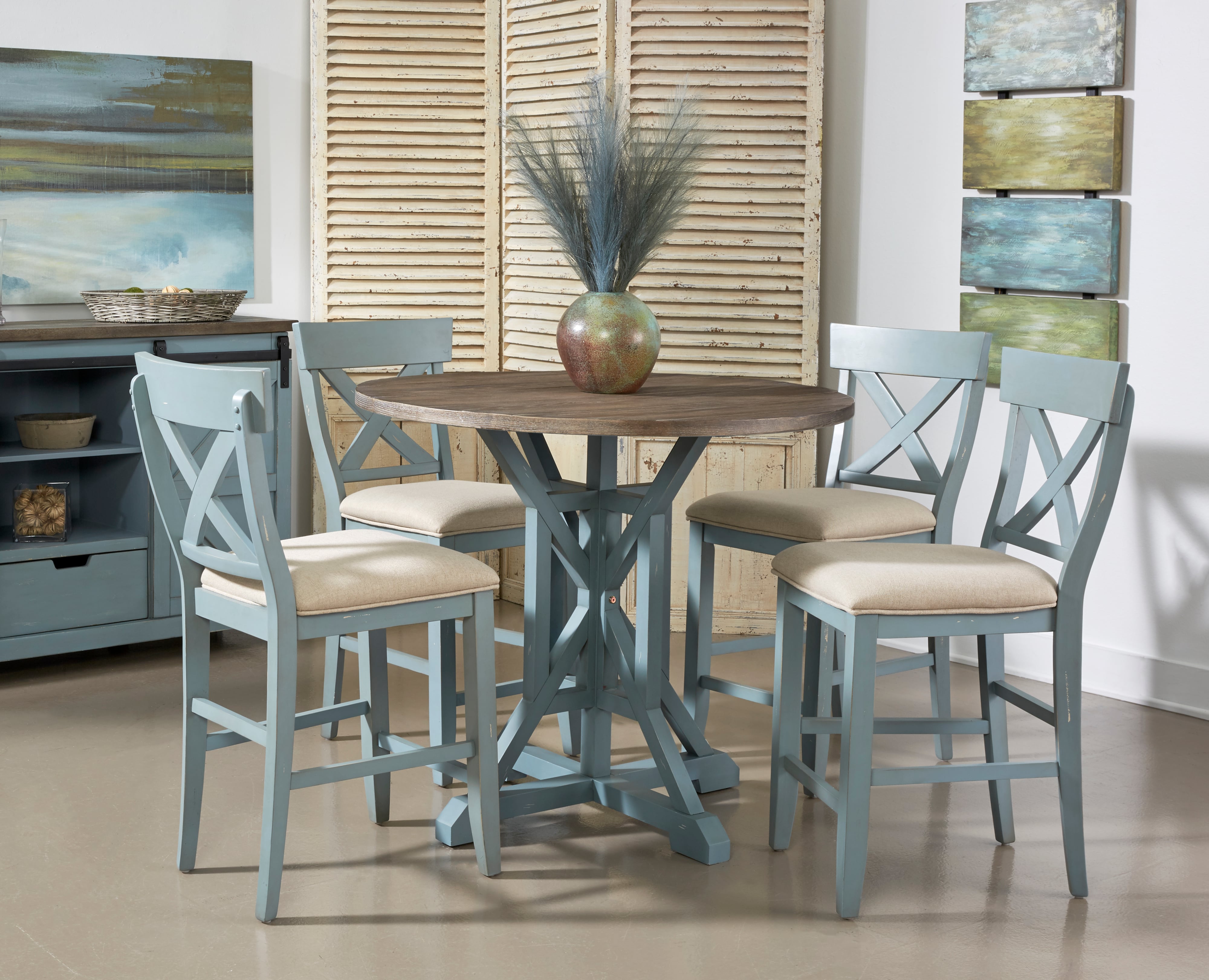 Blue counter best sale height dining set