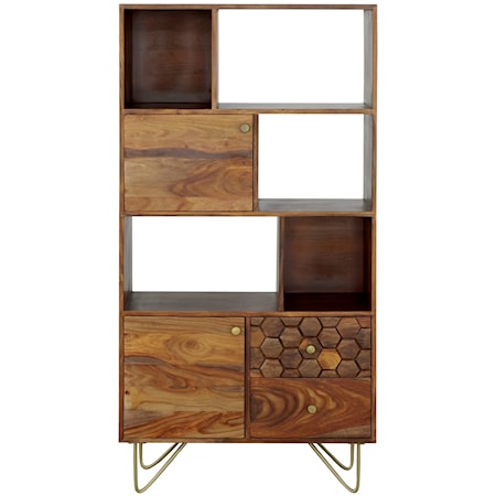 Rustic 2-Drawer 2-Door Bookcase