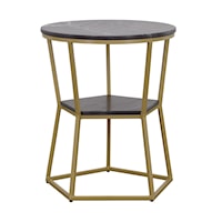 Contemporary Marble Accent Table with Iron Frame