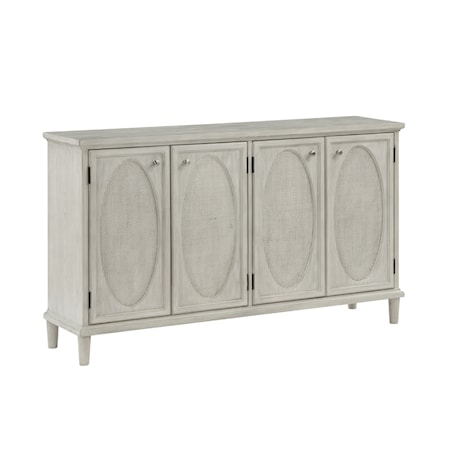 Four Door Credenza Rattan Inlay