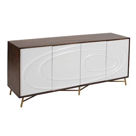 Four Door Credenza with Textured Design