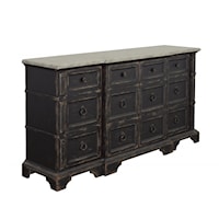 Traditional 4-Door Credenza with Adjustable Shelving